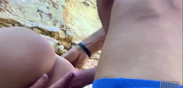  Hot horny couple have quickie outdoors